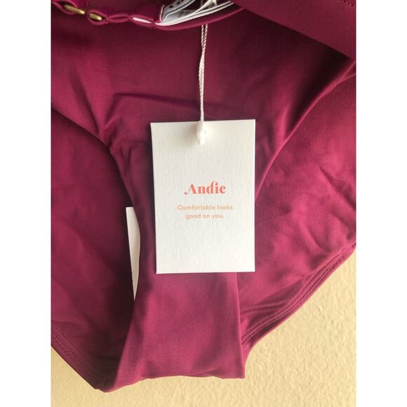 NEW Andie The Caicos Top Hipster Bottom Set 2 Plum Medium Womens - Picture 2 of 15